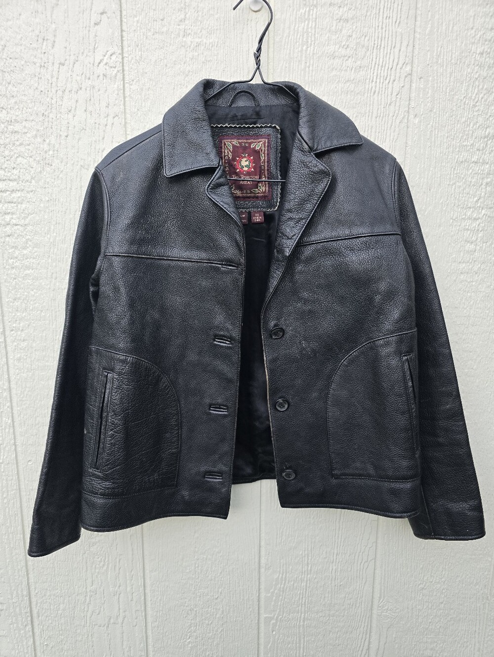 Vintage Leather Peacoat Jacket XS A Territory Ahead Pebbled Leather Boxy